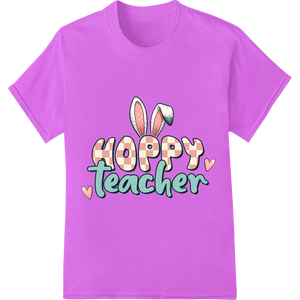 Adorable Easter Bunny 'Happy Teacher' DTF Print Transfer - SUPERDTF - DTF Prints - DTF Transfers - Custom DTF Prints