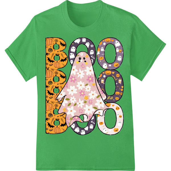 Cute ghost design with floral elements perfect for Halloween t-shirts using Direct to Film printing