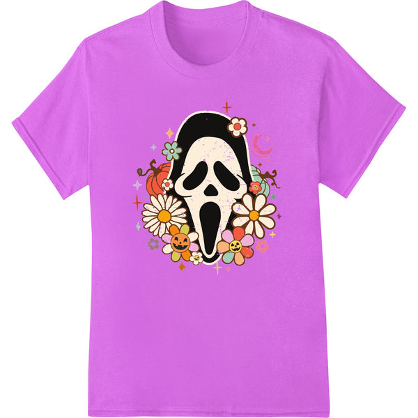 A cartoon ghost design with a cute facial expression, perfect for Halloween DTF heat transfers on apparel and accessories.