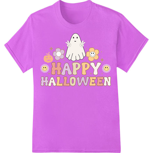 Adorable Ghost & Flowers Happy Halloween DTF Transfer - SUPERDTF - DTF Prints - DTF Transfers - Custom DTF Prints