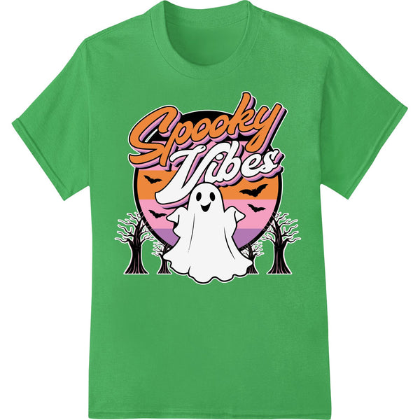 Cute ghost design with spooky vibes, perfect for Halloween DTF heat transfer on t-shirts and apparel.