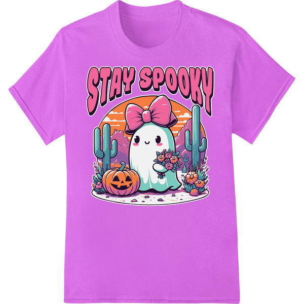 Cute ghost design for heat transfer printing, perfect for spooky Halloween shirts or apparel decorations.