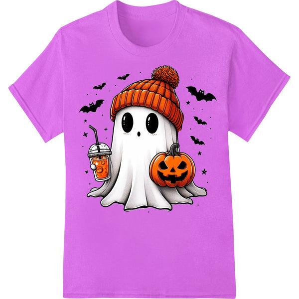 Adorable Ghost with Pumpkin - Cute Halloween Design - SUPERDTF - DTF Prints - DTF Transfers - Custom DTF Prints