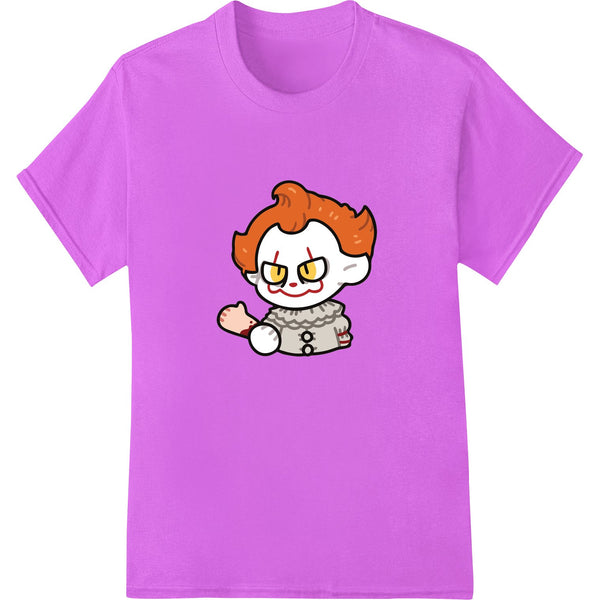 Cartoon image of an adorable clown with orange hair, red nose and colorful costume perfect for Halloween t-shirt designs.