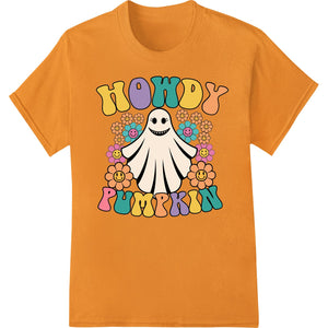 Adorable Halloween Ghost with Flowers - Howdy Pumpkin - SUPERDTF - DTF Prints - DTF Transfers - Custom DTF Prints