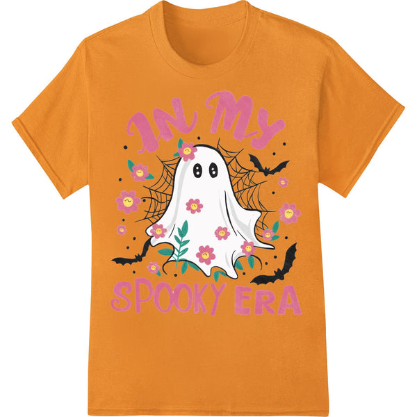 A colorful and cute illustration of a ghost with the text 'In My Spooky Era' for Halloween DTF prints and heat transfers.