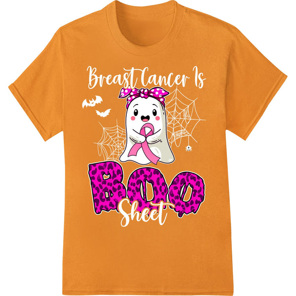 Pink ghost cartoon character with 'BOO' text, Halloween themed DTF print heat transfer