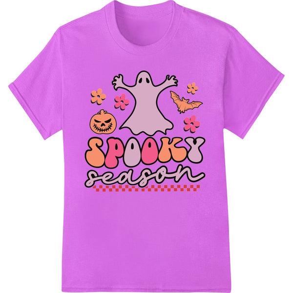 Adorable pink ghost illustration with a cute expression, ideal for Direct to Film (DTF) heat transfer printing on t-shirts...