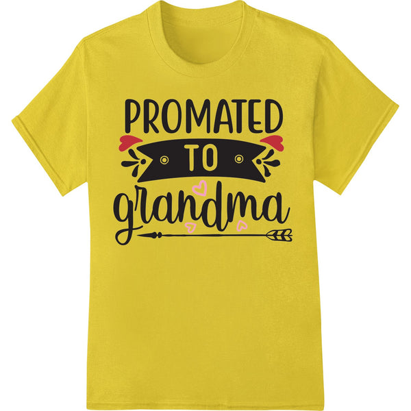 Pink t-shirt with cute 'Promoted to Grandma' design, perfect for Mother's Day gifts and celebrating new grandmothers.