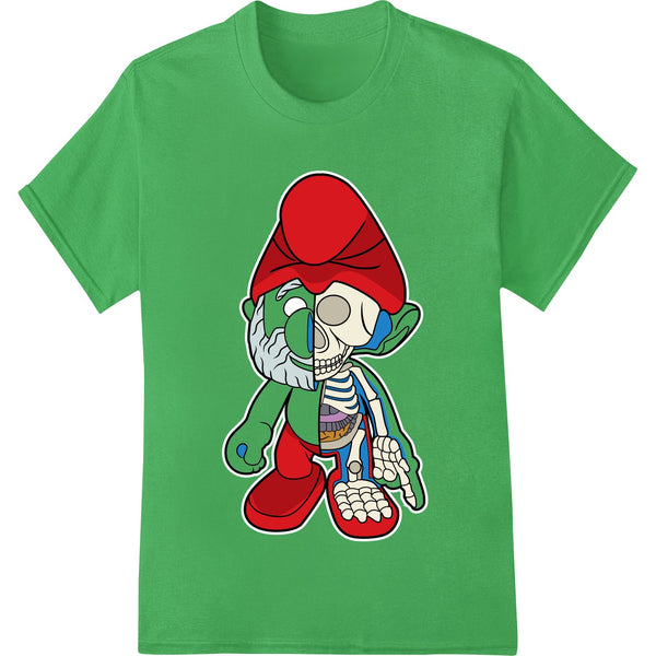 Adorable cartoon skeleton design in white and black, suitable for printing on t-shirts and other apparel using DTF technology