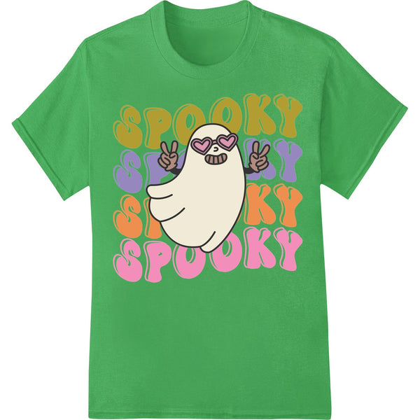 A cute Halloween cartoon design featuring an adorable ghost character with a friendly expression, suitable for DTF printing.