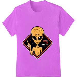 Alien Gamer Flashes Peace Sign in Retro Orange & Black - SUPERDTF - DTF Prints - DTF Transfers - Custom DTF Prints