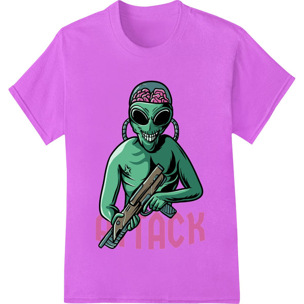 Edgy alien hacker design in green and black with circuit board patterns suitable for Halloween DTF print heat transfers