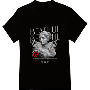 Angelic Grace: Serene Statue with Delicate Rose - SUPERDTF - DTF Prints - DTF Transfers - Custom DTF Prints