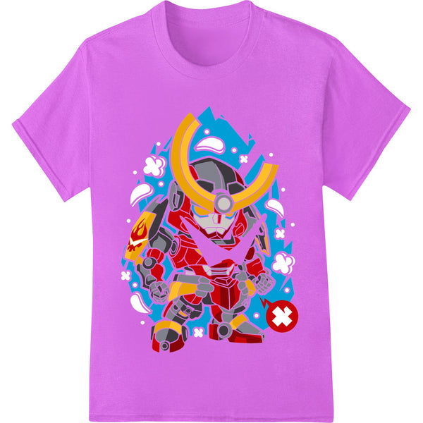 Abstract geometric design with an anime-inspired robot figure in shattered shards and vibrant colors, perfect for DTF prints.