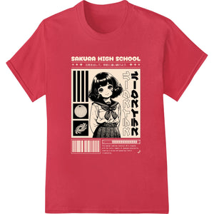 Anime Schoolgirl Charm: Monochrome Print Heat Transfer - SUPERDTF - DTF Prints - DTF Transfers - Custom DTF Prints