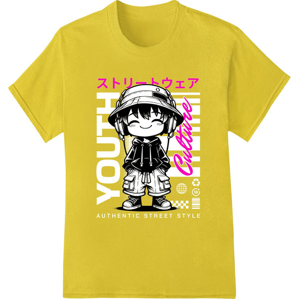 Black and white anime-inspired streetwear design with edgy urban graphics printed using Direct to Film (DTF) technology