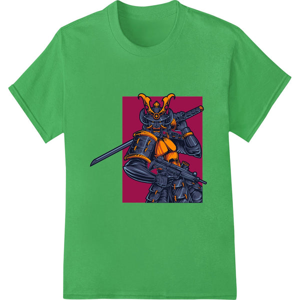 Fierce armored warrior figure illustration, suitable for DTF or direct-to-film heat transfer on shirts and apparel.