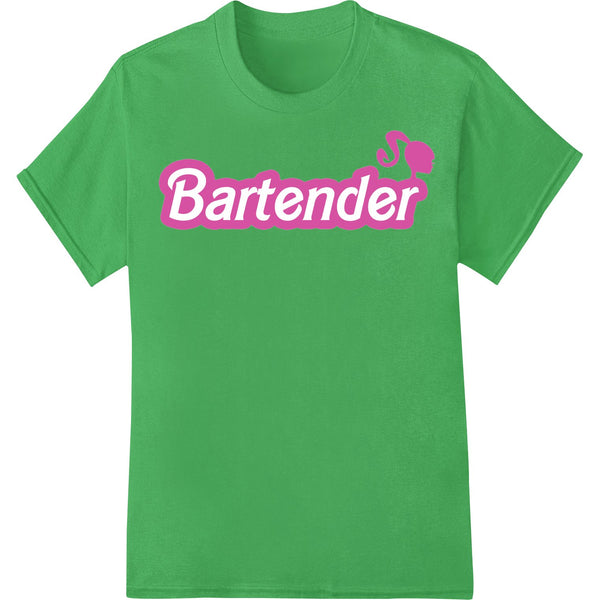 A stylish black and white design featuring a bartender pouring a cocktail, suitable for DTF printing and heat transfer on...