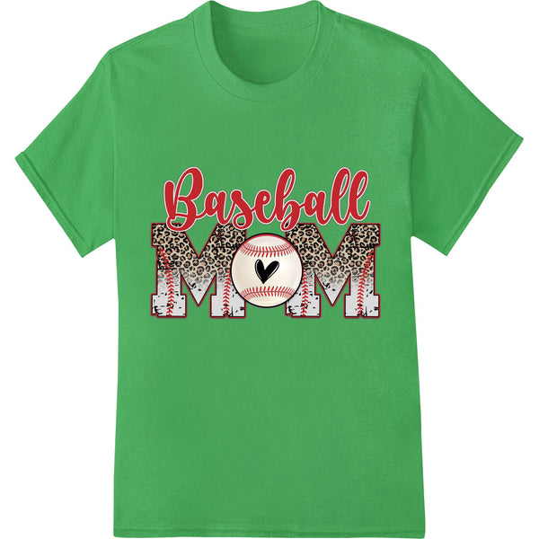 Baseball mom leopard heart print design in pink and black for DTF heat transfer vinyl t-shirt printing