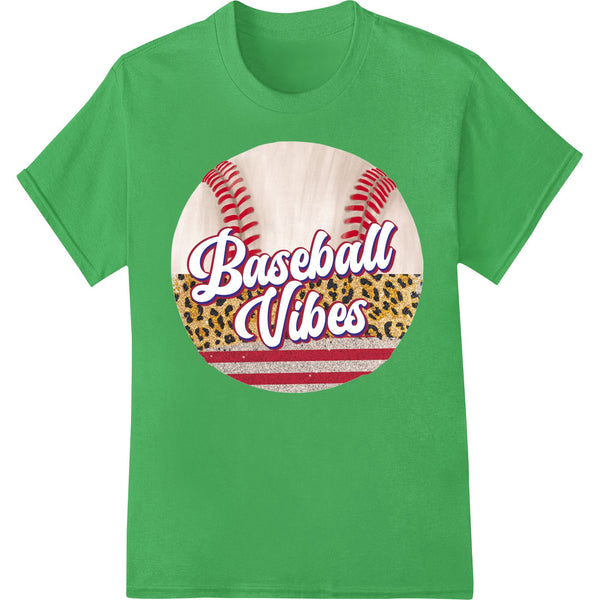 Colorful baseball-themed direct-to-film print design with vibrant graphics perfect for custom apparel and t-shirt printing.