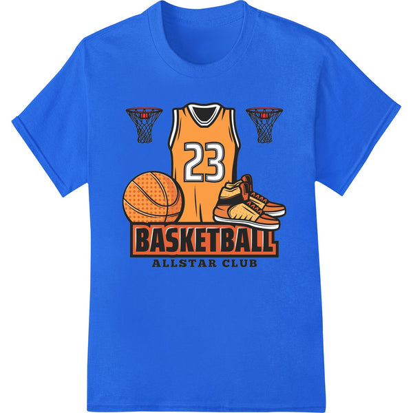 Bold graphic design featuring a basketball player dunking with the text 'Basketball Allstar Club 23' in a graffiti-style font