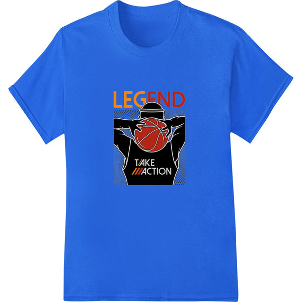 Basketball Legend motivational design with player silhouette and text for DTF/direct to film heat transfer printing