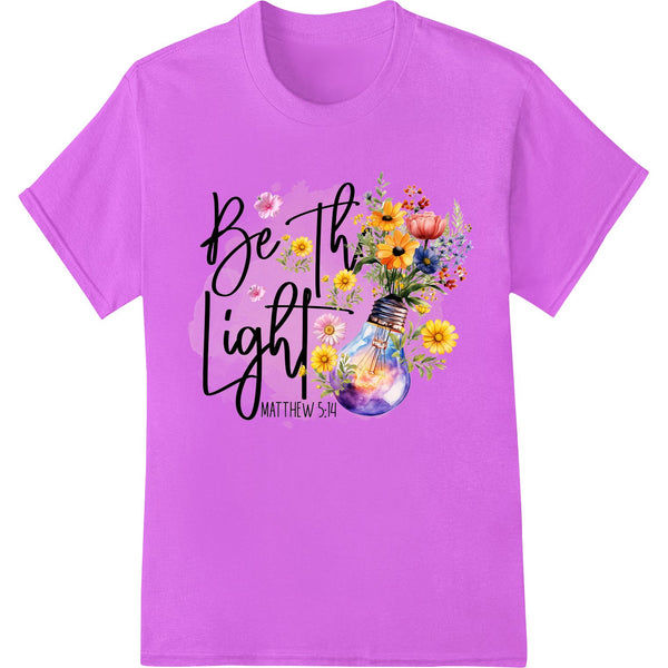 Inspirational floral lightbulb design, perfect for DTF heat transfer printing on t-shirts and custom apparel