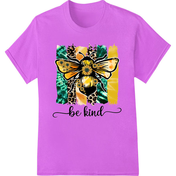 A vibrant heat transfer design featuring bees and flowers, inspiring kindness and celebrating the beauty of nature.