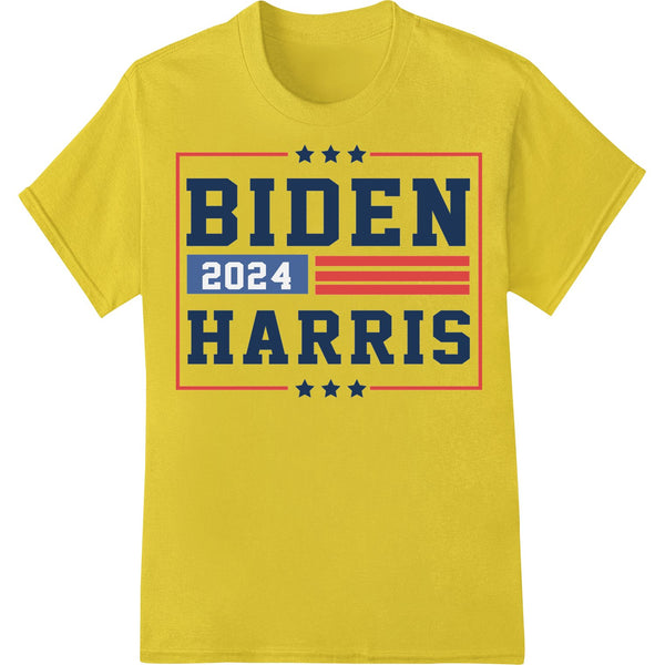 Biden-Harris 2024 campaign design with text 'Biden Harris 2024' for direct-to-film heat transfer printing on t-shirts