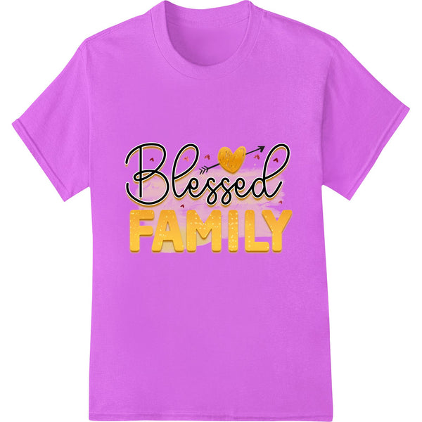 Blessed Family design with text 'Blessed Family' in calligraphic style surrounded by illustrated floral elements