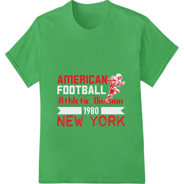 Bold graphic with 'American Football Athletic Division NY' text, featuring stars and stripes design elements.