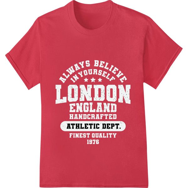 Bold red and black 'ATHLETIC DEPT.' text design heat transfer vinyl for custom athletic apparel