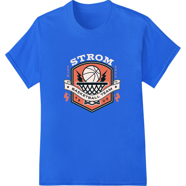 Bold basketball graphic with stars and stripes motif in Team USA colors, suitable for DTF printing on custom apparel.