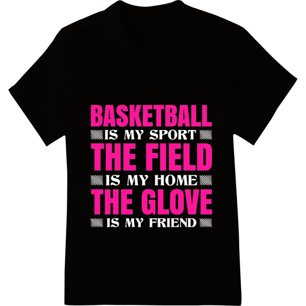 Bold basketball-themed text design in a stylish font, perfect for DTF heat transfer printing on custom apparel and...