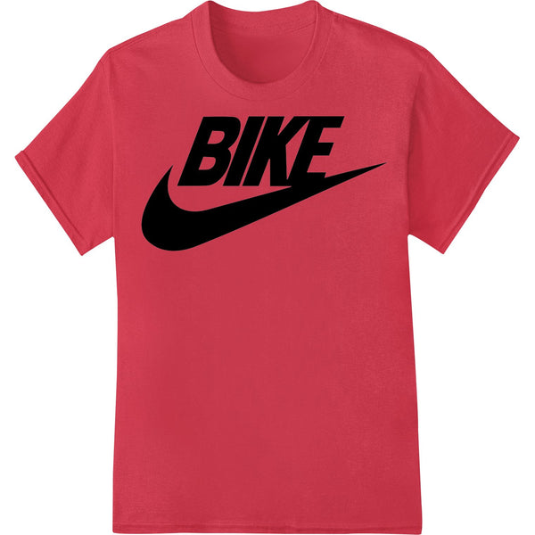 Black and white bold 'BIKE' text logo heat transfer vinyl design with an edgy athletic style for apparel customization