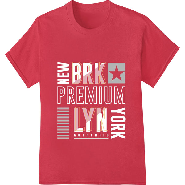 Bold black and white 'BRK LYN' typography design, minimalist style, DTF print for heat transfer on t-shirts and apparel