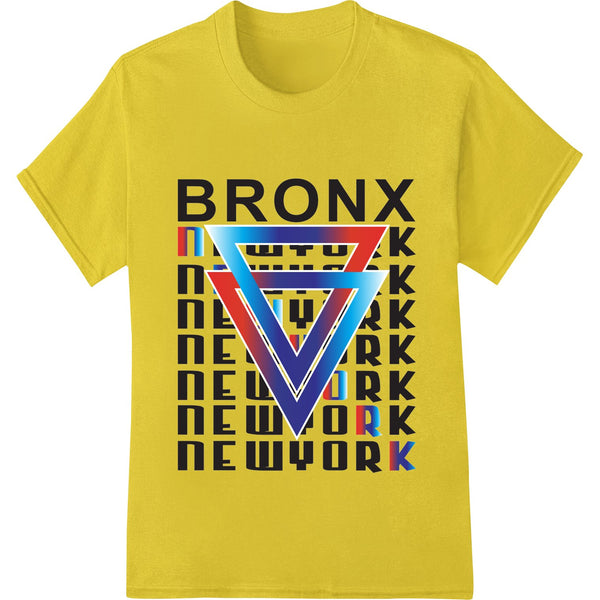 Bold black 'BRONX NEW YORK' text in a dynamic font style, suitable for custom apparel using DTF printing.