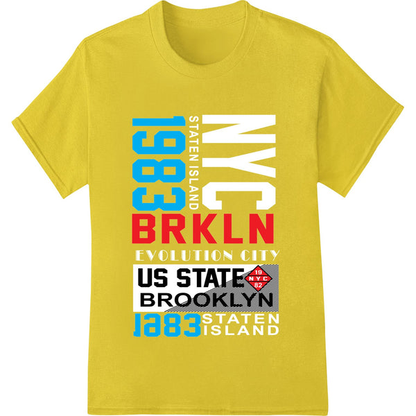 Vintage-inspired graphic print celebrating Brooklyn pride with bold colors and typography suitable for custom t-shirt...