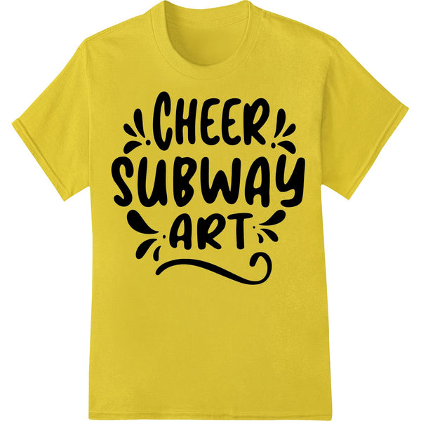 Motivational DTF heat transfer design featuring the word 'Cheer' in a bold, colorful subway art style.