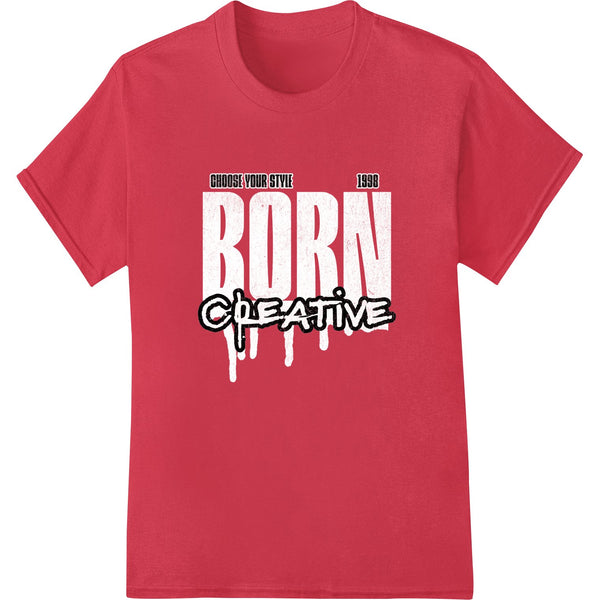 Bold graffiti-style heat transfer design featuring vibrant colors and urban graphics, perfect for custom apparel and t-shirt...