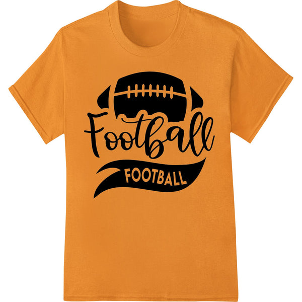 Bold silhouette design of a football player kicking, suitable for heat transfer on custom apparel like t-shirts and hoodies.