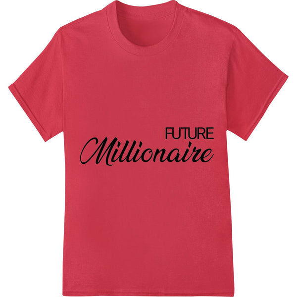 Bold 'Future Millionaire' text design in black on a bright yellow background, great for motivational apparel decoration.