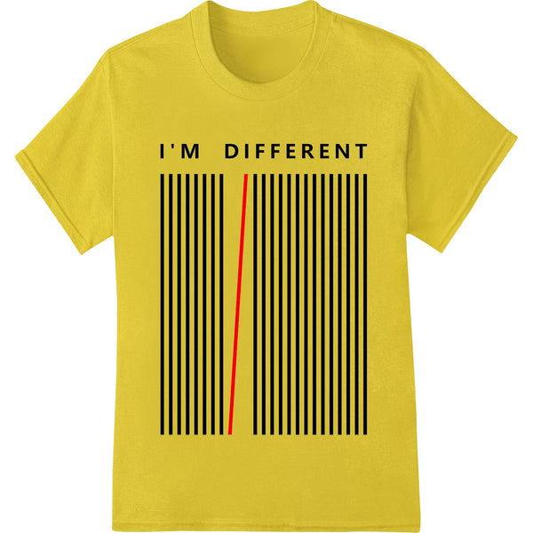 Minimalist black and white graphic design with bold 'I'M DIFFERENT' text, ideal for direct-to-film prints on apparel