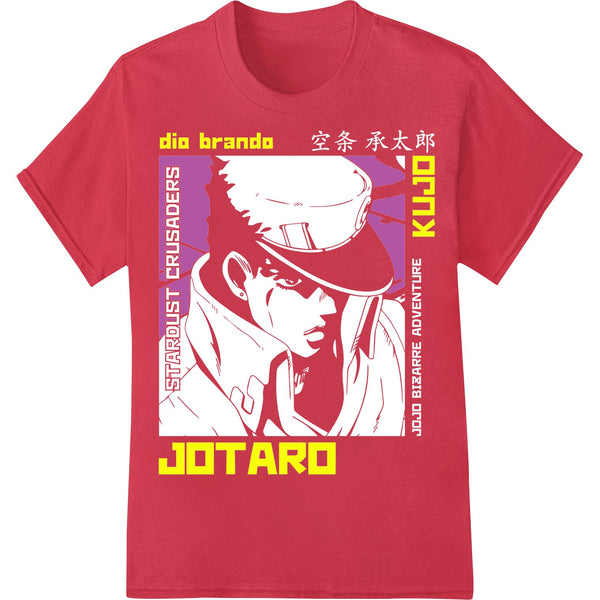 Minimalist graphic design of JoJo's Bizarre Adventure characters, perfect for custom DTF heat transfers on apparel.