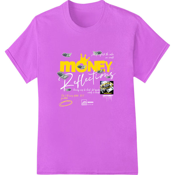 Bold 'MONEY' text design in a striking style, printed using the Direct to Film (DTF) heat transfer printing method.