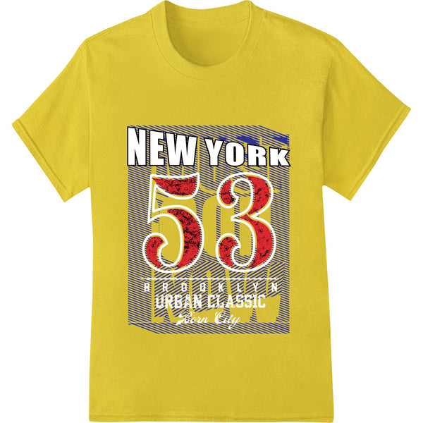 Bold typographic design featuring 'New York 58' text in red, white, and blue colors, reminiscent of the American flag.