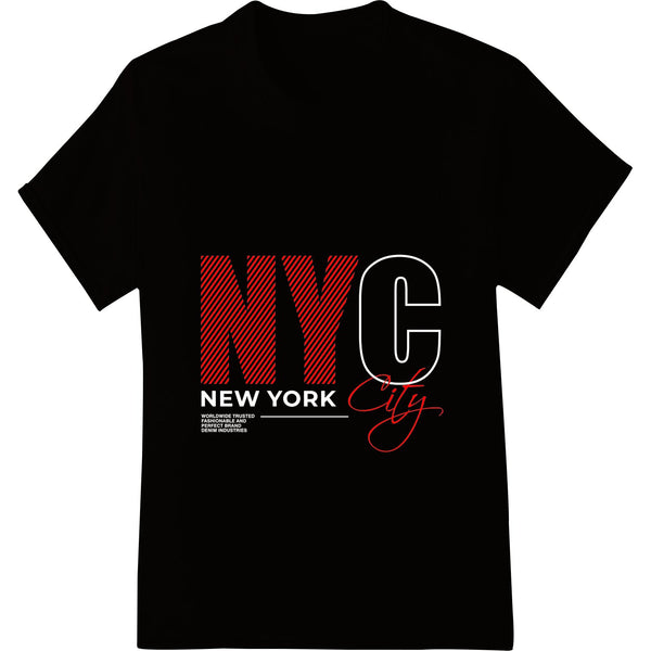 Bold red striped 'NY' graphic print design suitable for heat transfer onto t-shirts, hoodies and custom apparel decoration.