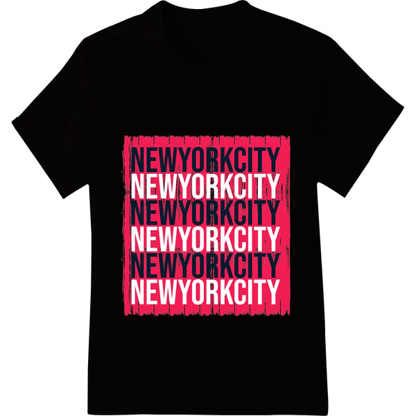 Bold black and white typography design with 'New York City' text in an edgy urban style, suitable for DTF heat transfers