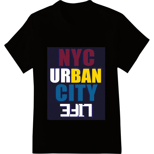 Bold NYC urban city 2017 design featuring skyscrapers and city skyline - suitable for DTF/direct-to-film heat transfer...